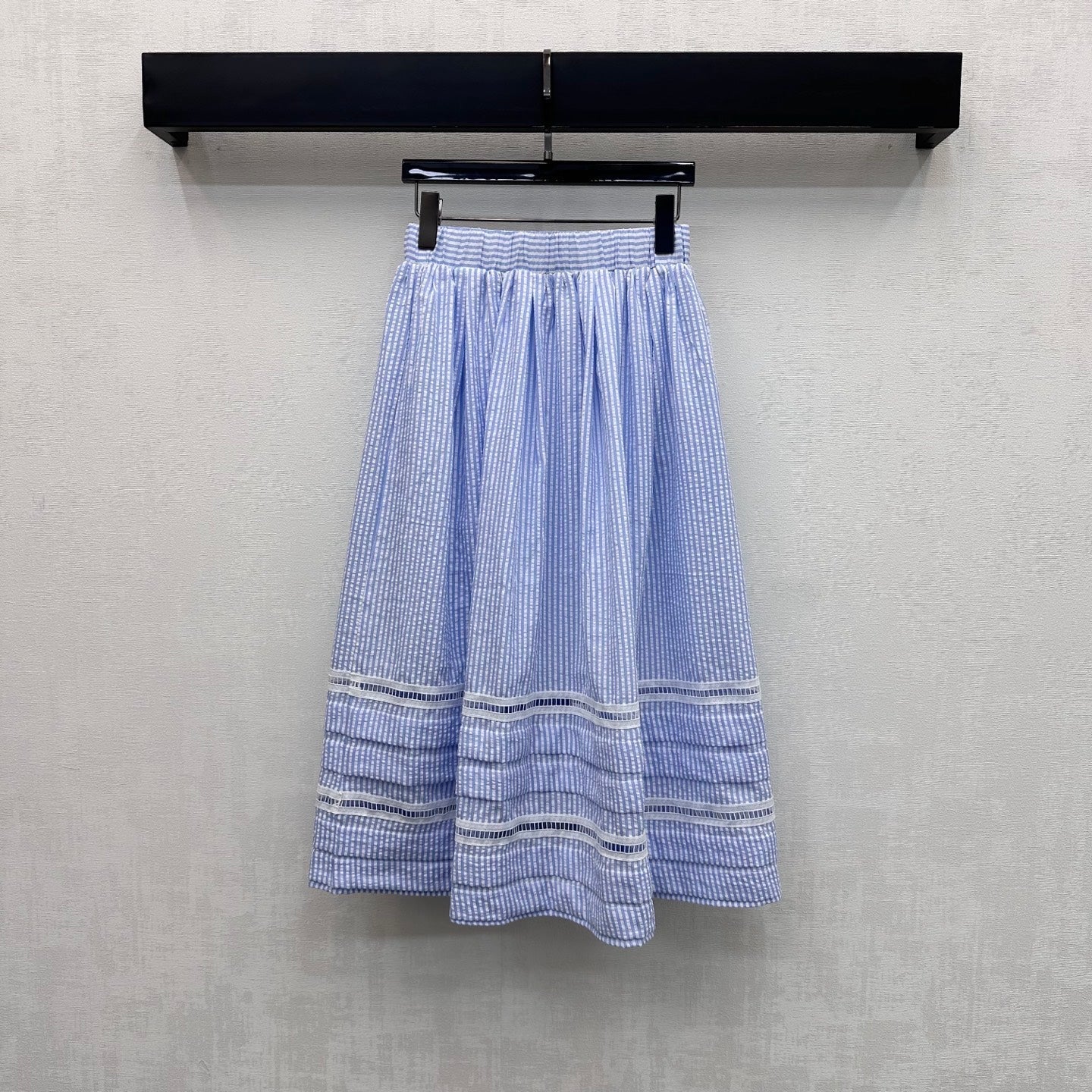 Miumiu 2026 Striped Vest And Skirt Set Blue Cotton 558600
