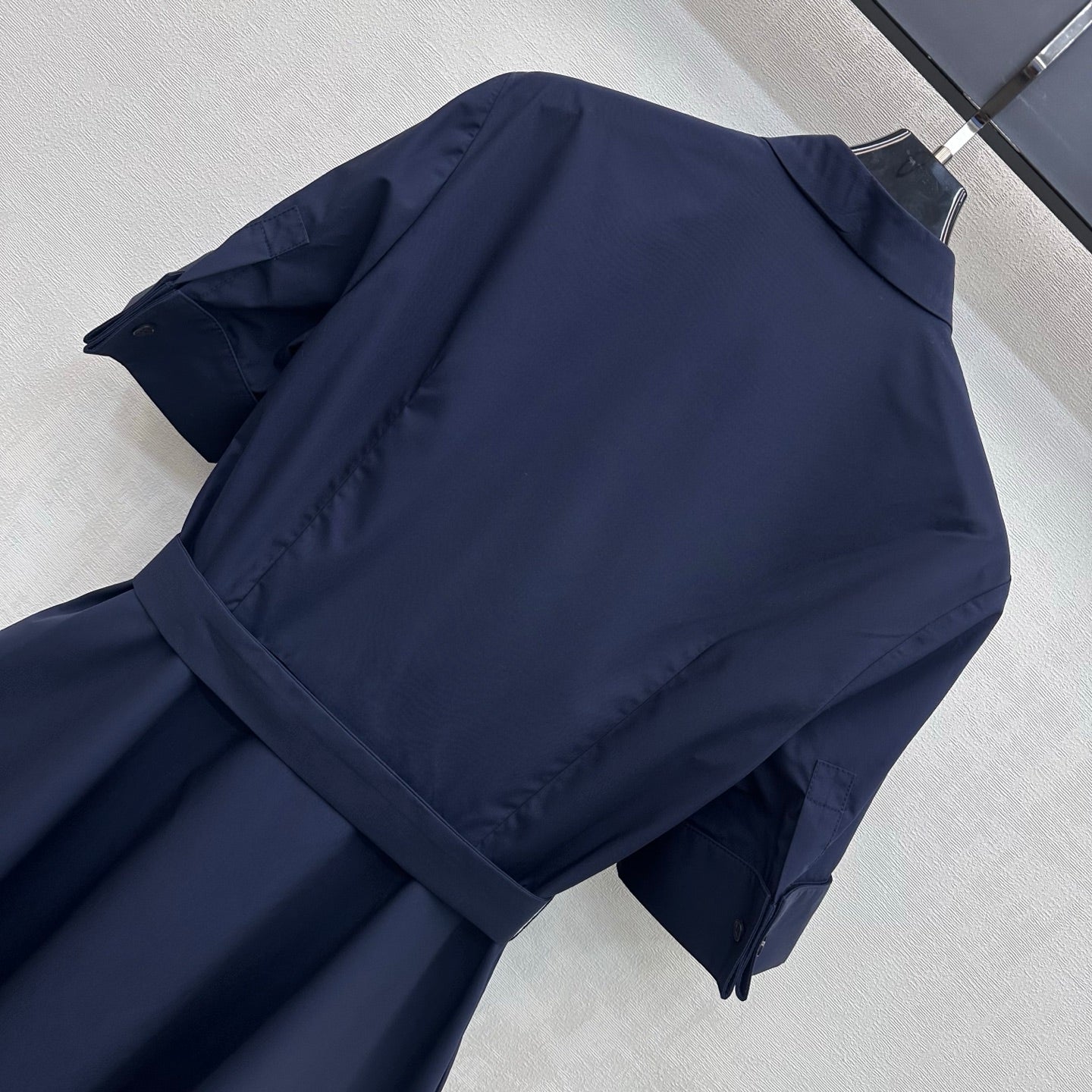 Dior 2026 Wave Embroidery Belt Dress Navy Cotton 627174