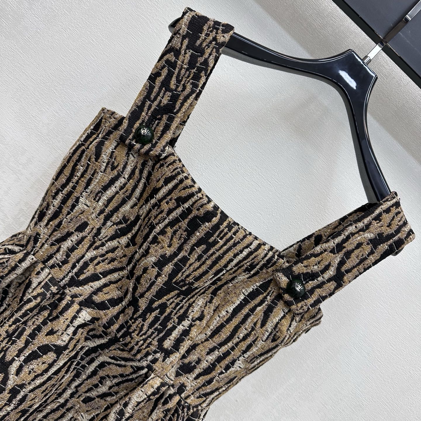Chanel 2026 Tiger-print Suspender Dress Black Beige Cotton 418540