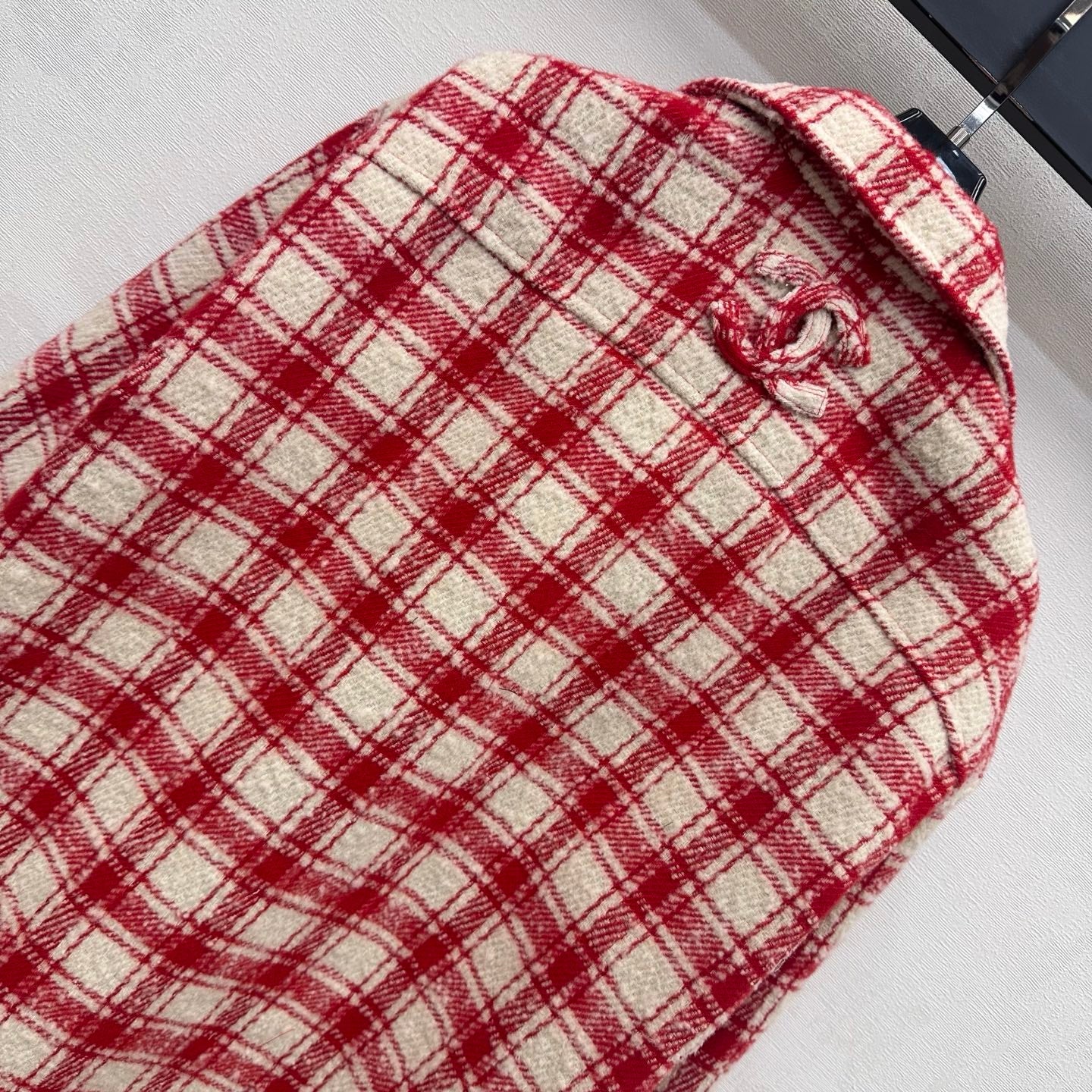Chanel 2026 Checkered Jacket Red White Wool 418457