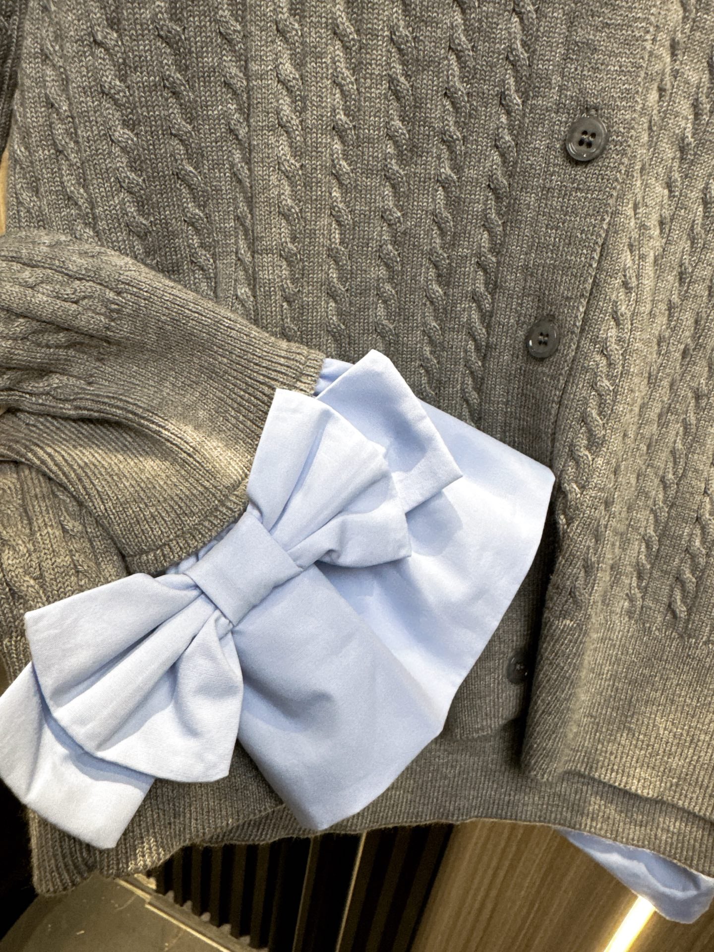 Miumiu 2025  Cardigan With Bow Cuff Cotton Wool