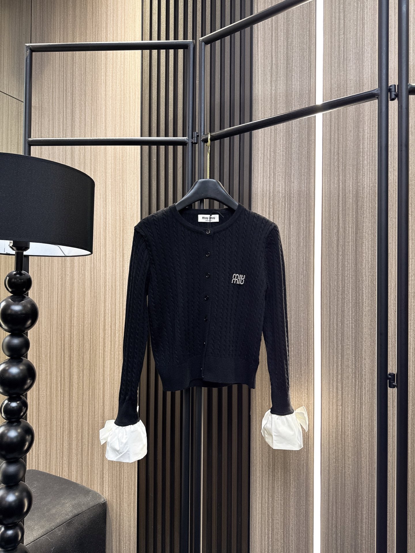 Miumiu 2025  Cardigan With Bow Cuff Cotton Wool