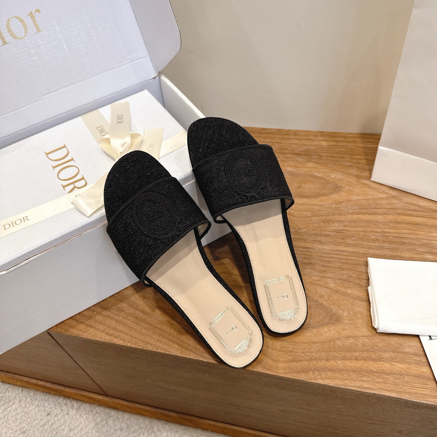 Dior 2026 Medaillon Slide Sandal Denim Leather 911151