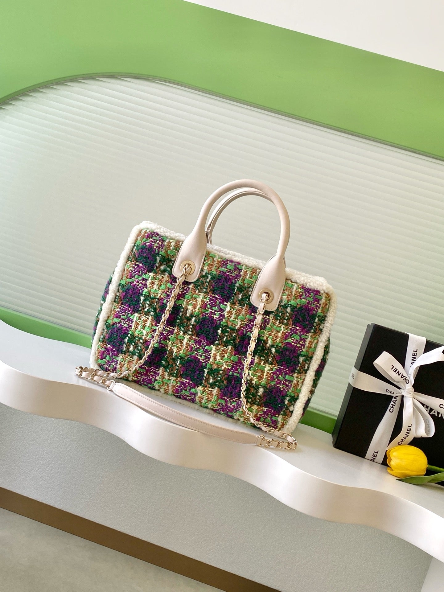 CC 2025 Bag Multicolor Tweed Fabric Leather