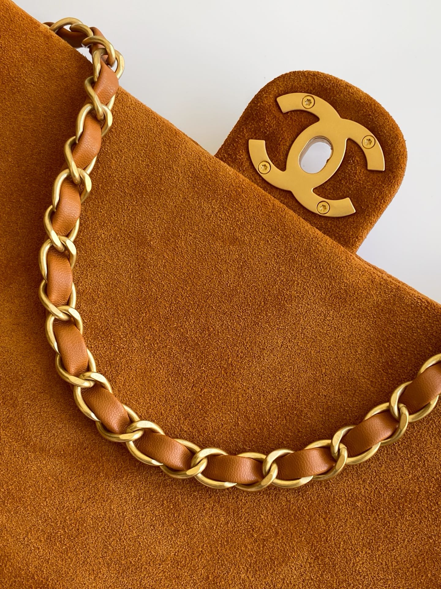 Chanel 2026 Flap Bag Camel Suede Leather