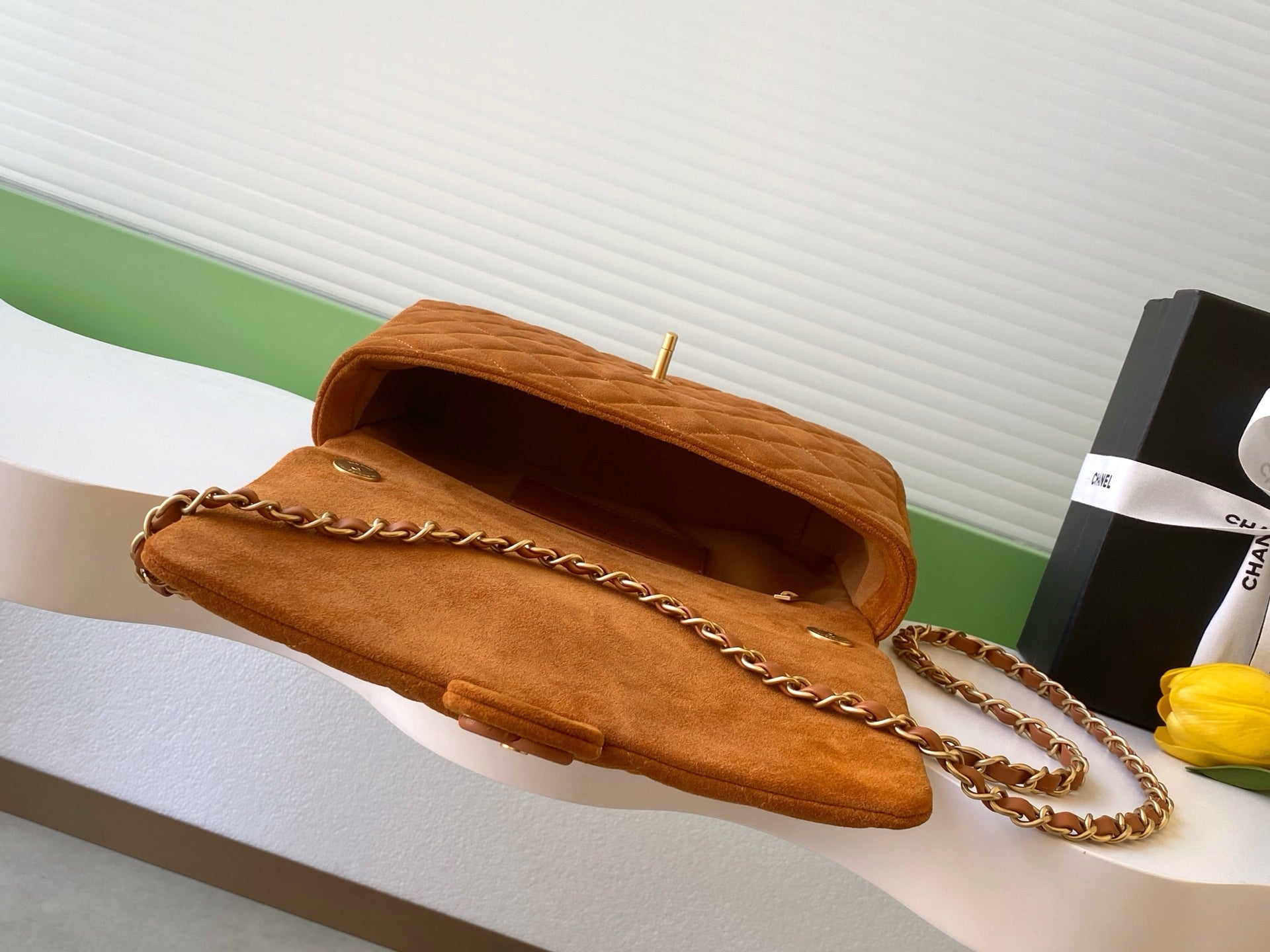 Chanel 2026 Flap Bag Camel Suede Leather