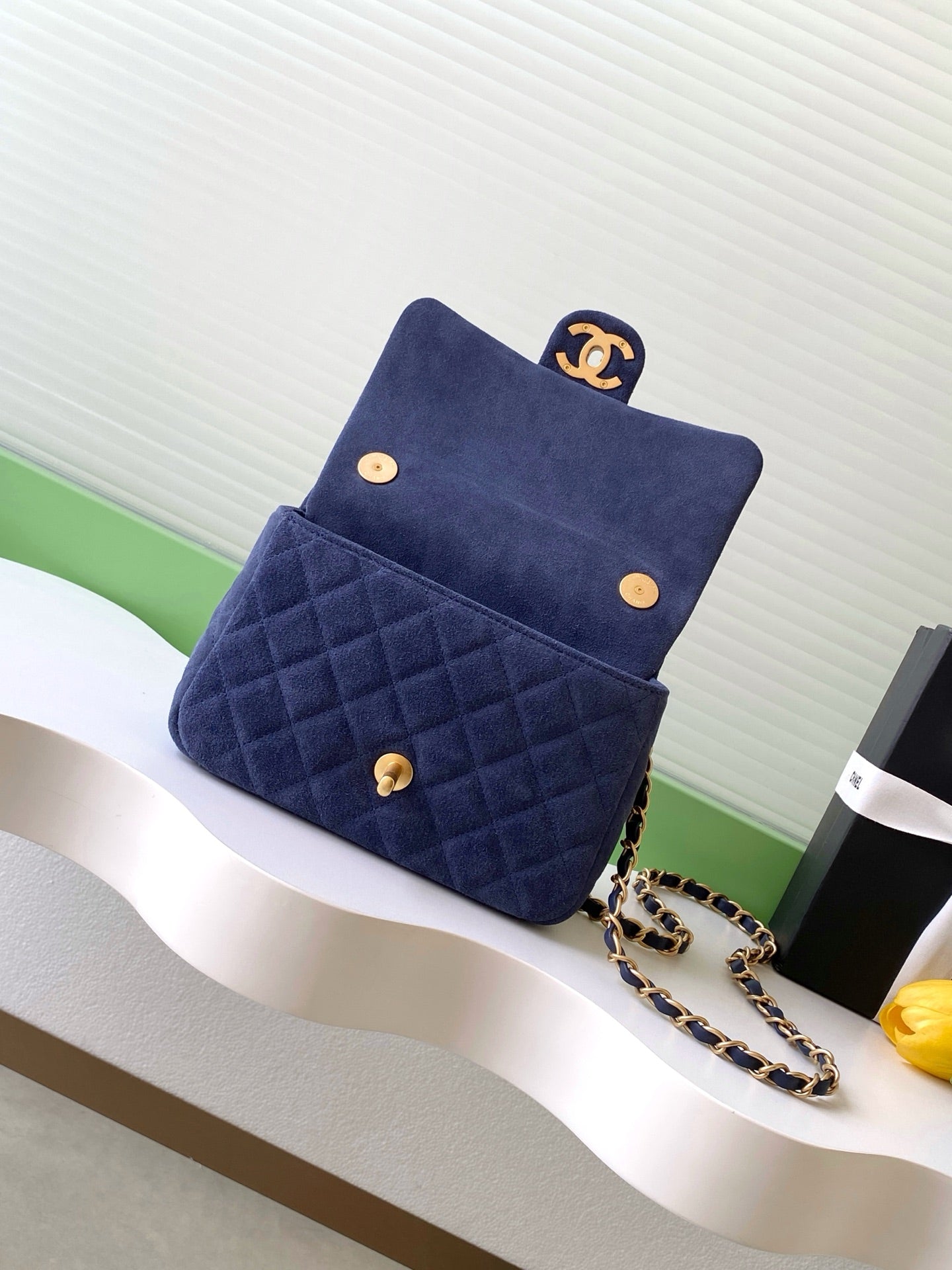 Chanel 2026 Flap Bag Blue Suede Leather