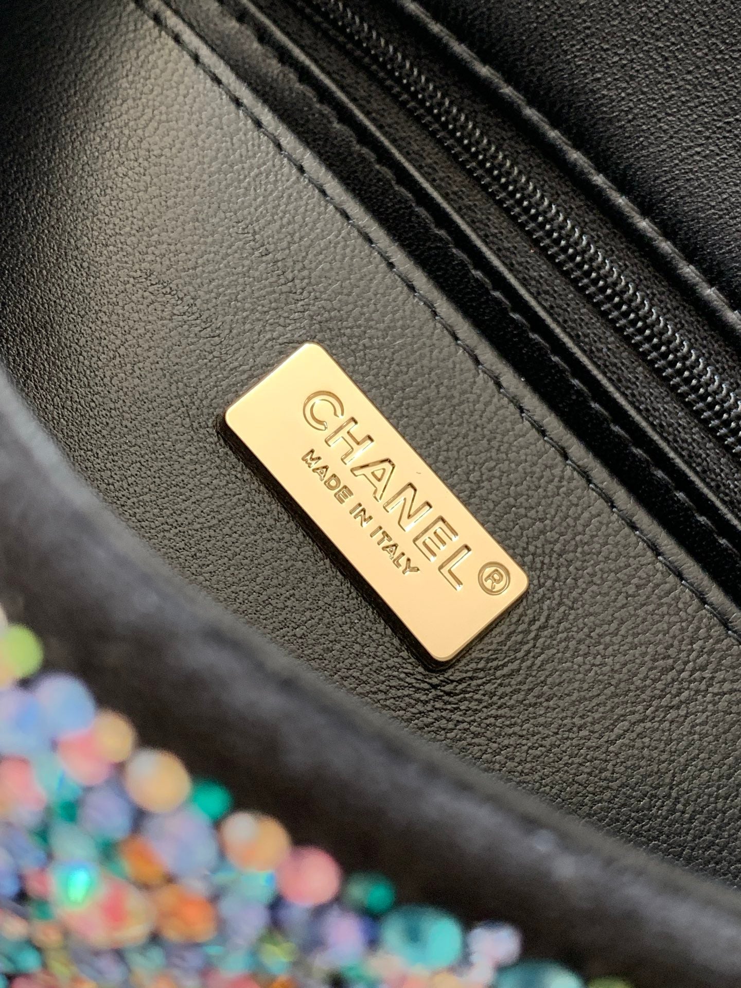 Chanel 2026 Flap Bag 21cm Blue mix Colors Sequin Leather 325283