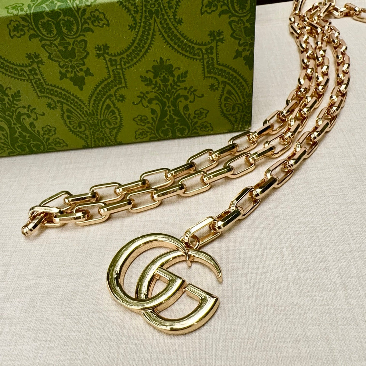 Gucci 2026 Double G Charm Belt Gold 204543