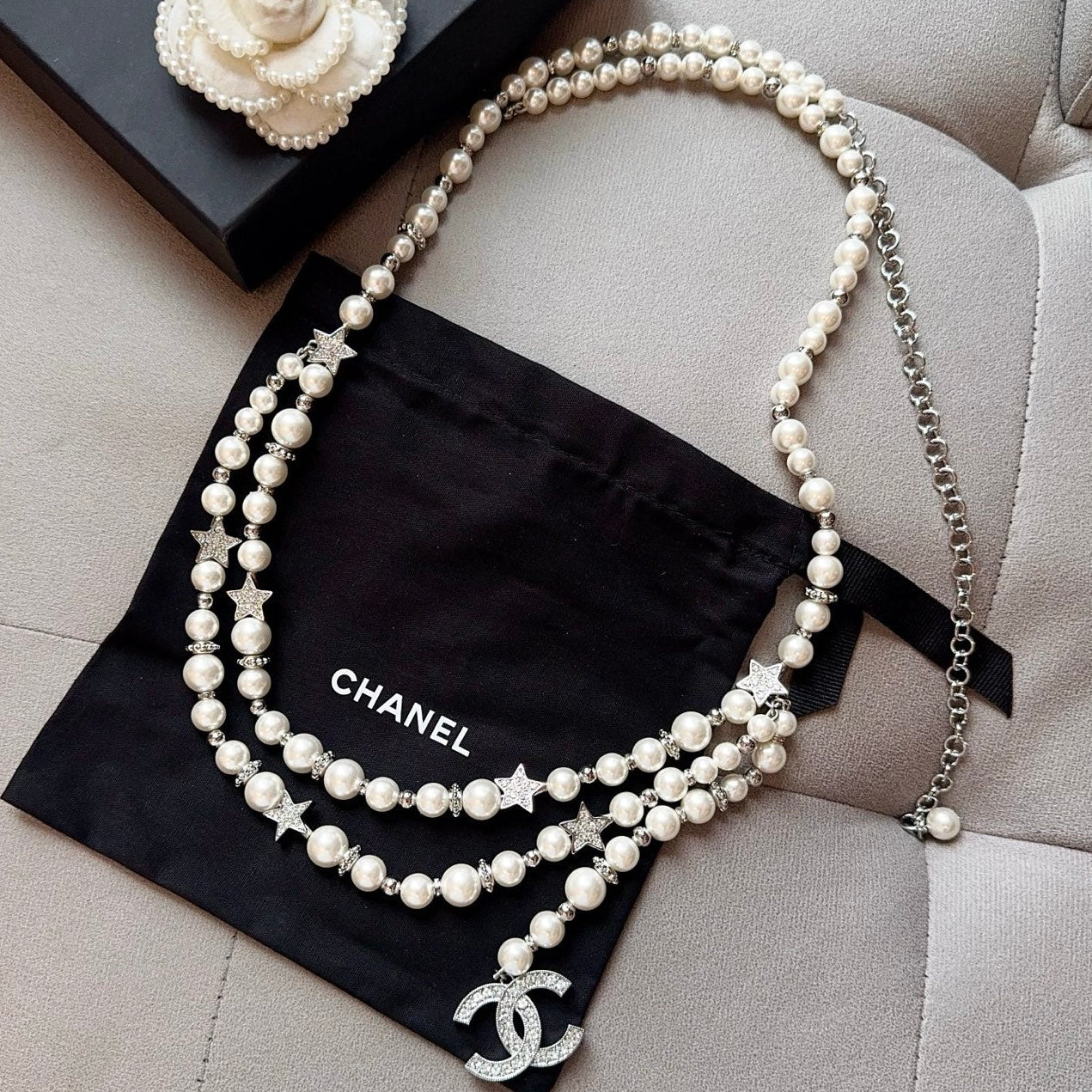 Chanel 2026 Pearl Star Charm Chain Belt 212351