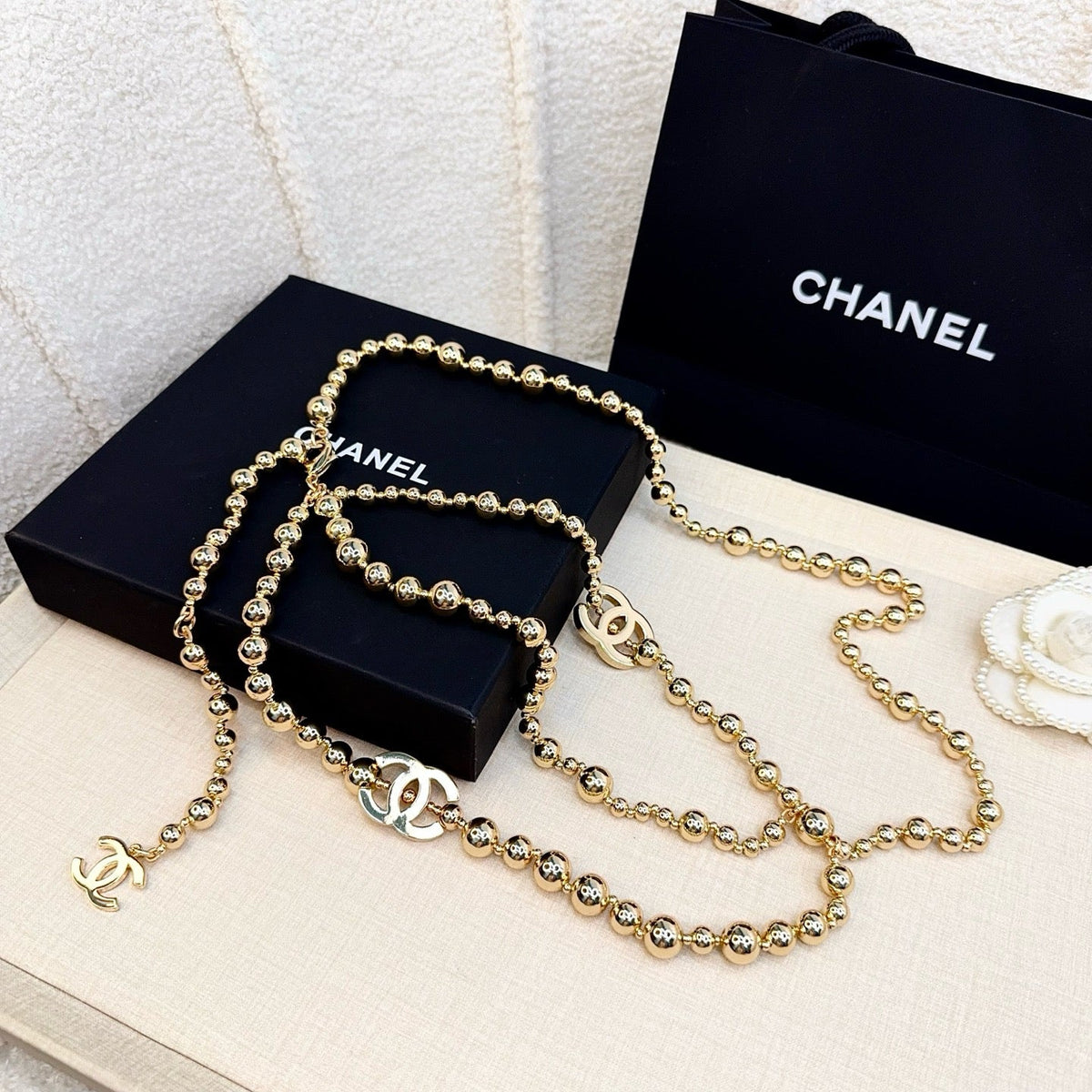 Chanel 2026 CC Logo Beaded Waist Chain Belt 217367