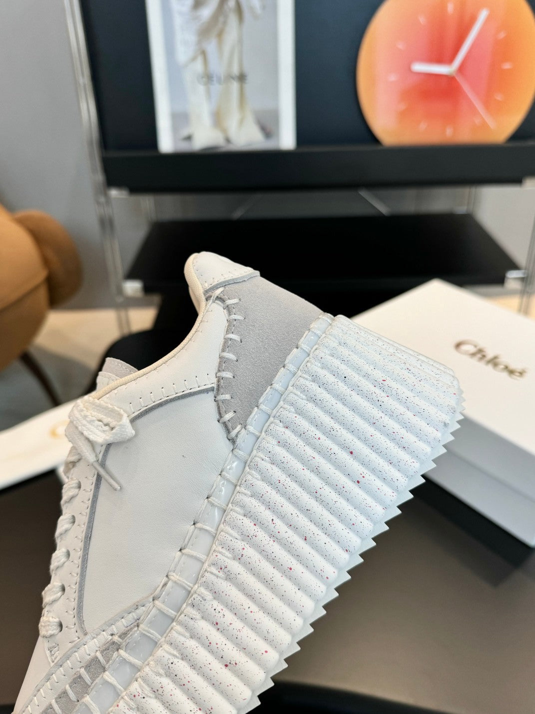Chloe 2025 Nama Wedge Sneaker White Cowhide 576720
