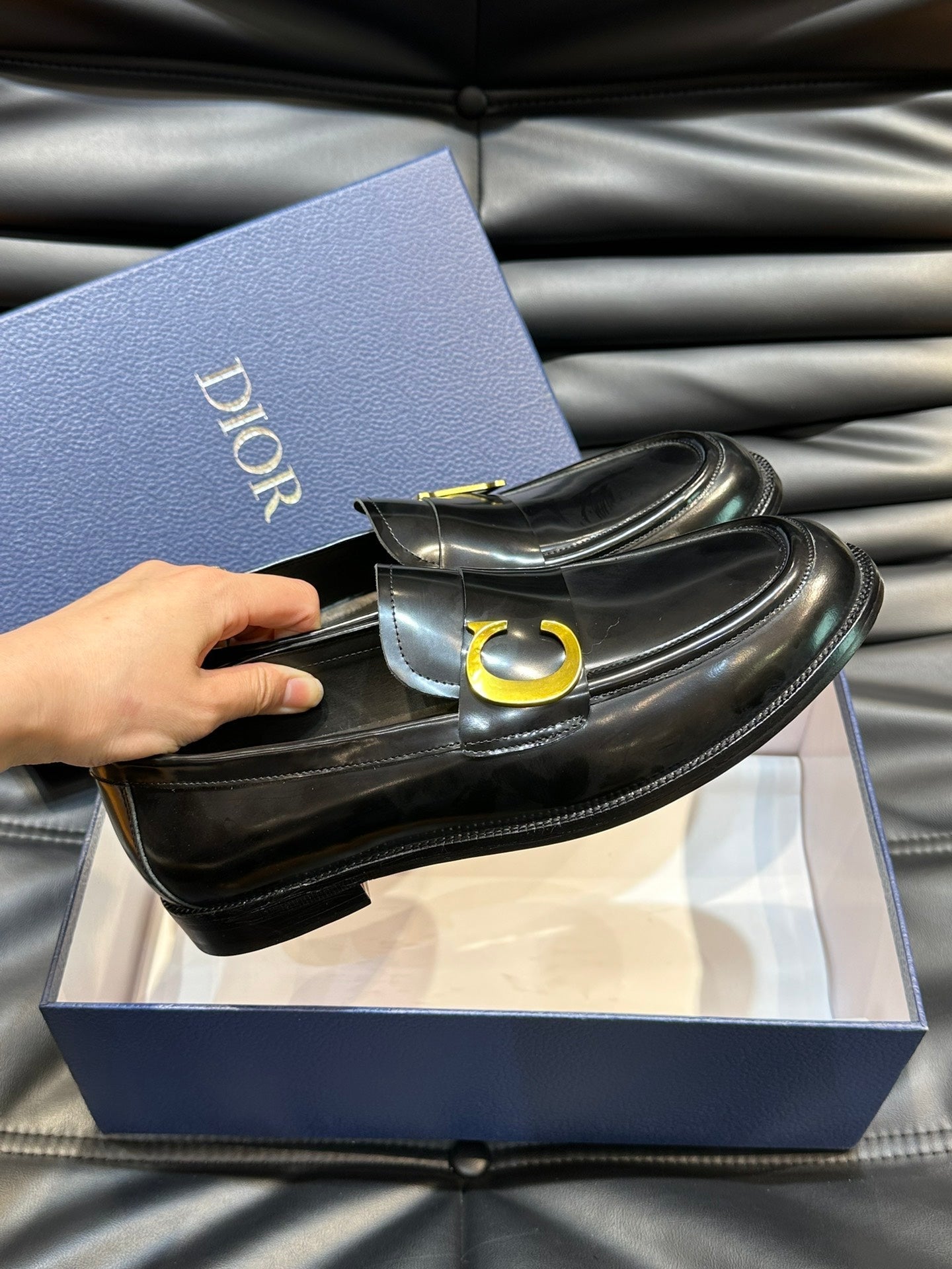 CD EXPLORER C-LETTER LOAFER BLACK CALFSKIN