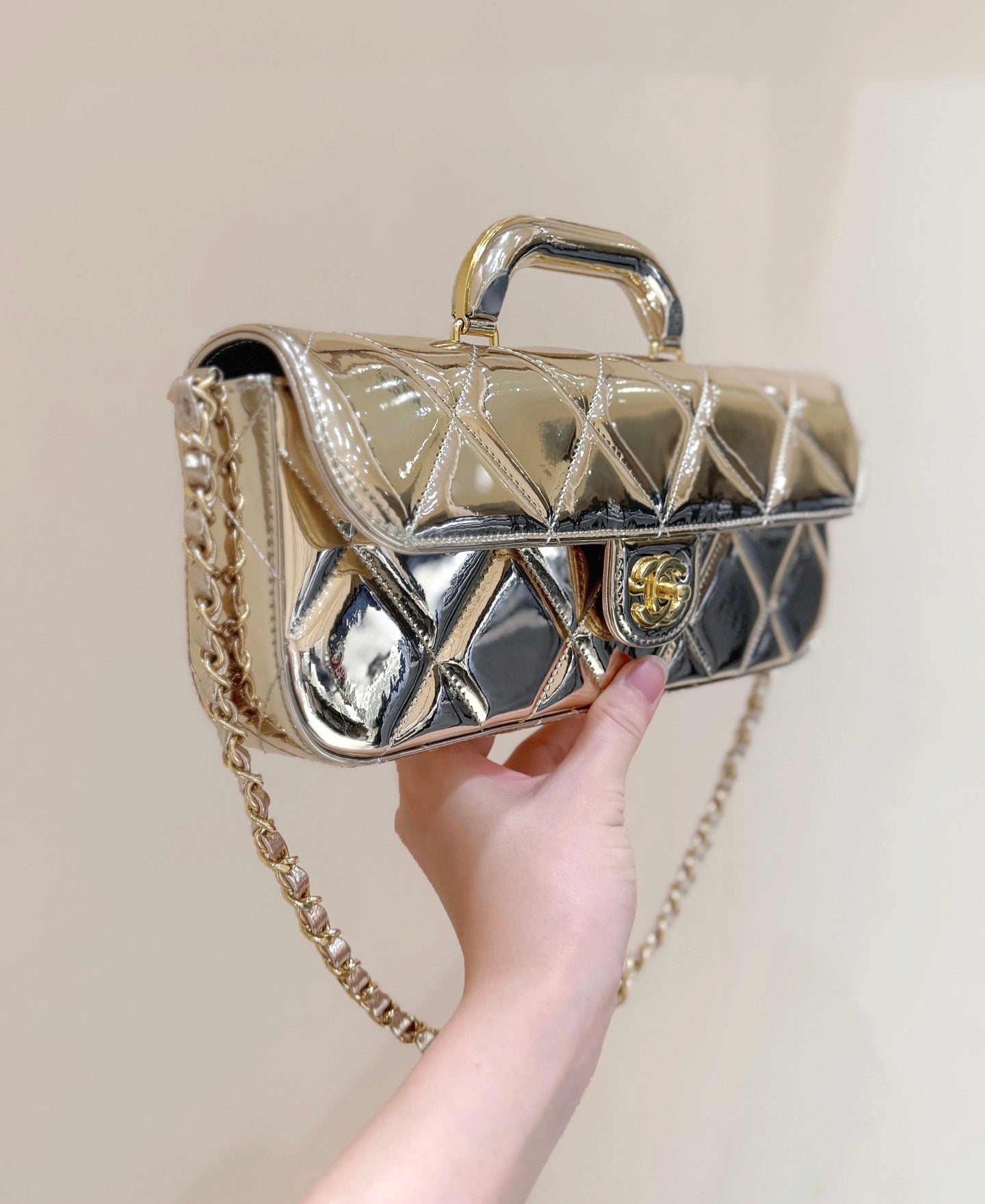 Chanel 2025 Bag 30cm Gold Shine Calfskin 345963