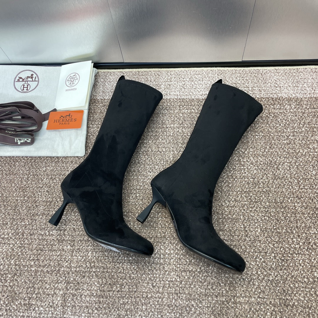 HM High Boots 75mm In Black Suede 975151