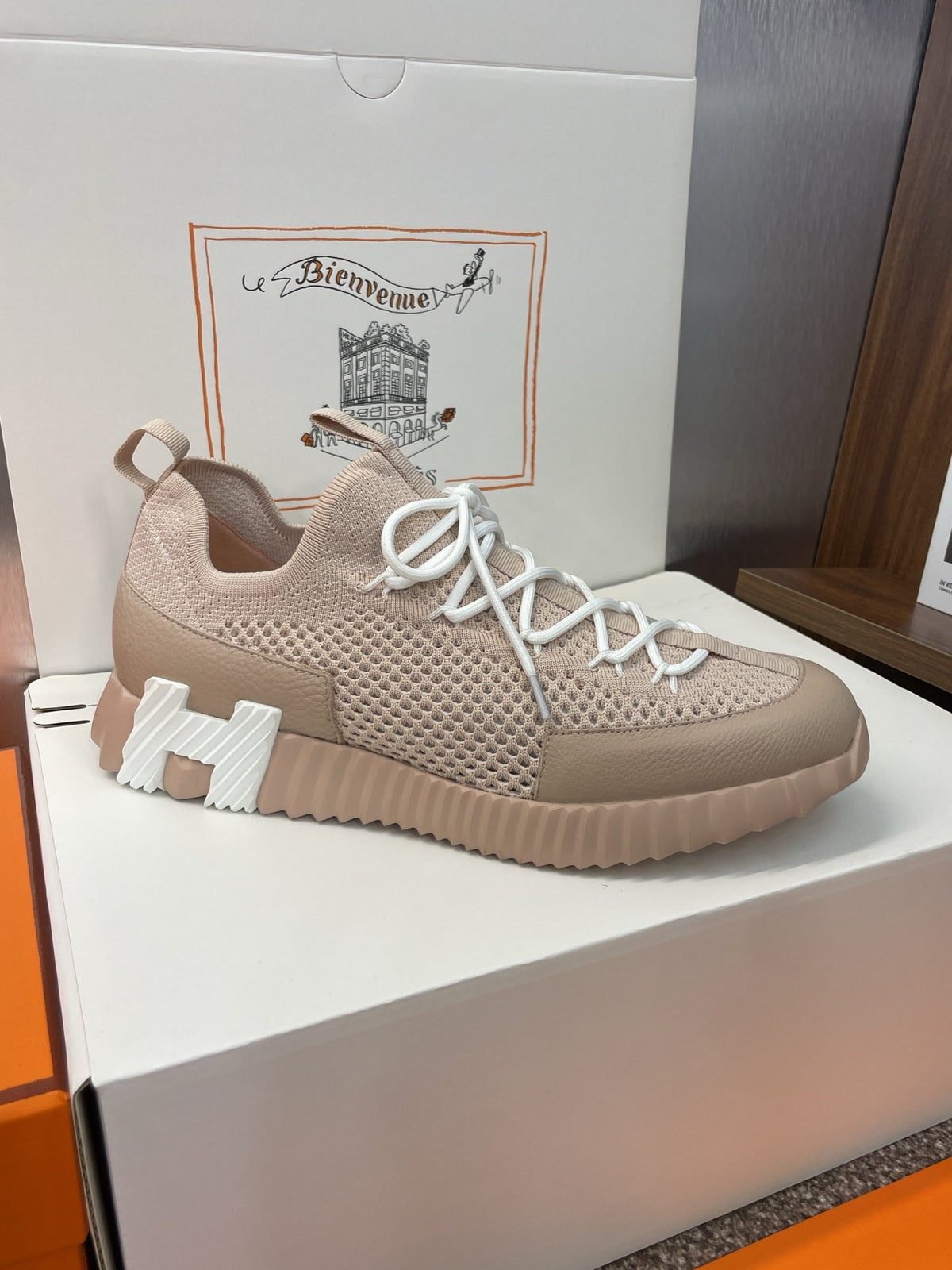 HM 25 Lift Sneaker Pink Nude Mesh Sheepskin 373034