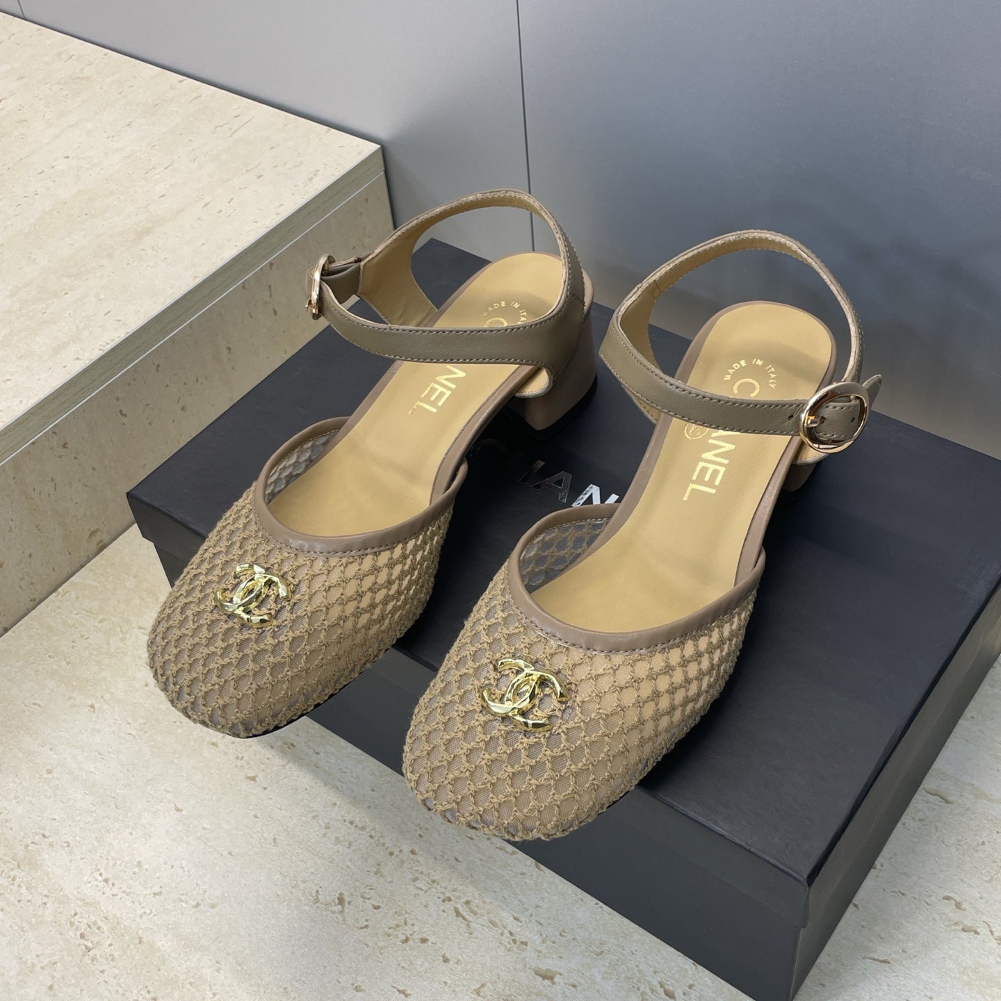 CC 26 Slingback Pump 45mm Beige Mesh Sheepskin 607481