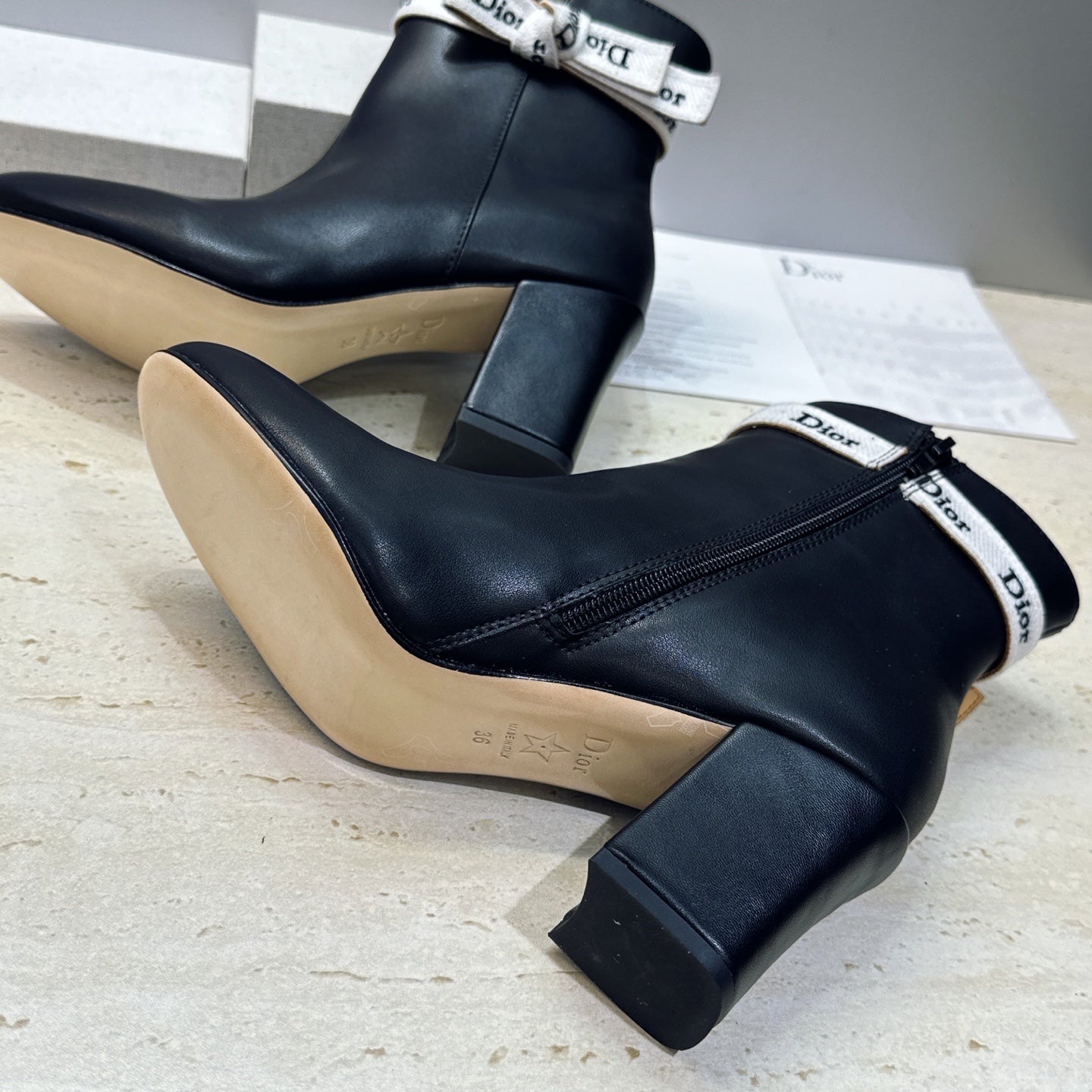 Dior 2026 Heeled Ankle Boots 80mm Black Calfskin 959182