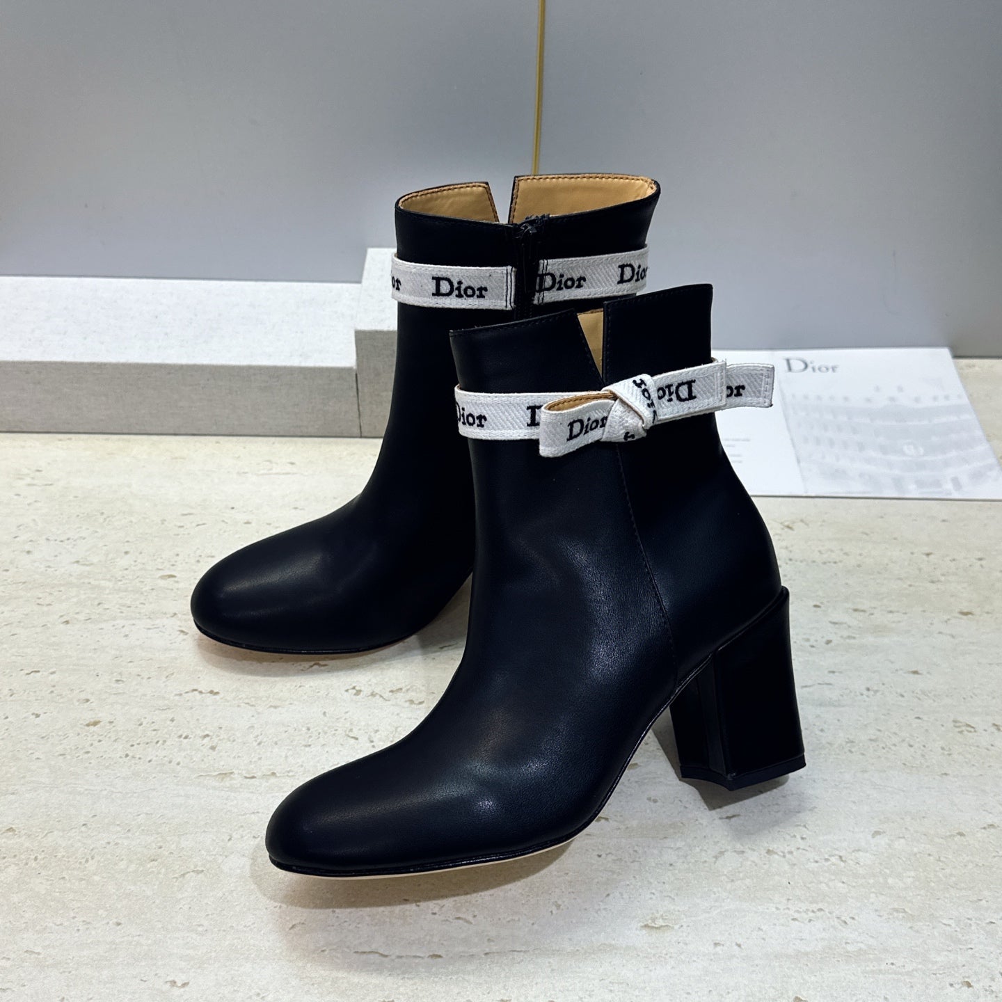 Dior 2026 Heeled Ankle Boots 80mm Black Calfskin 959182