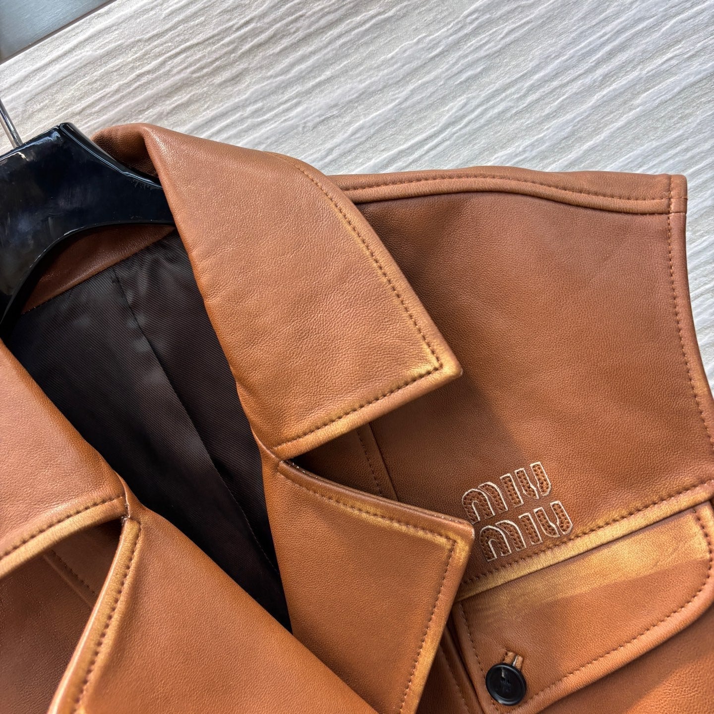 Miu Miu 25 Leather Vest Jacket Brown Lambskin