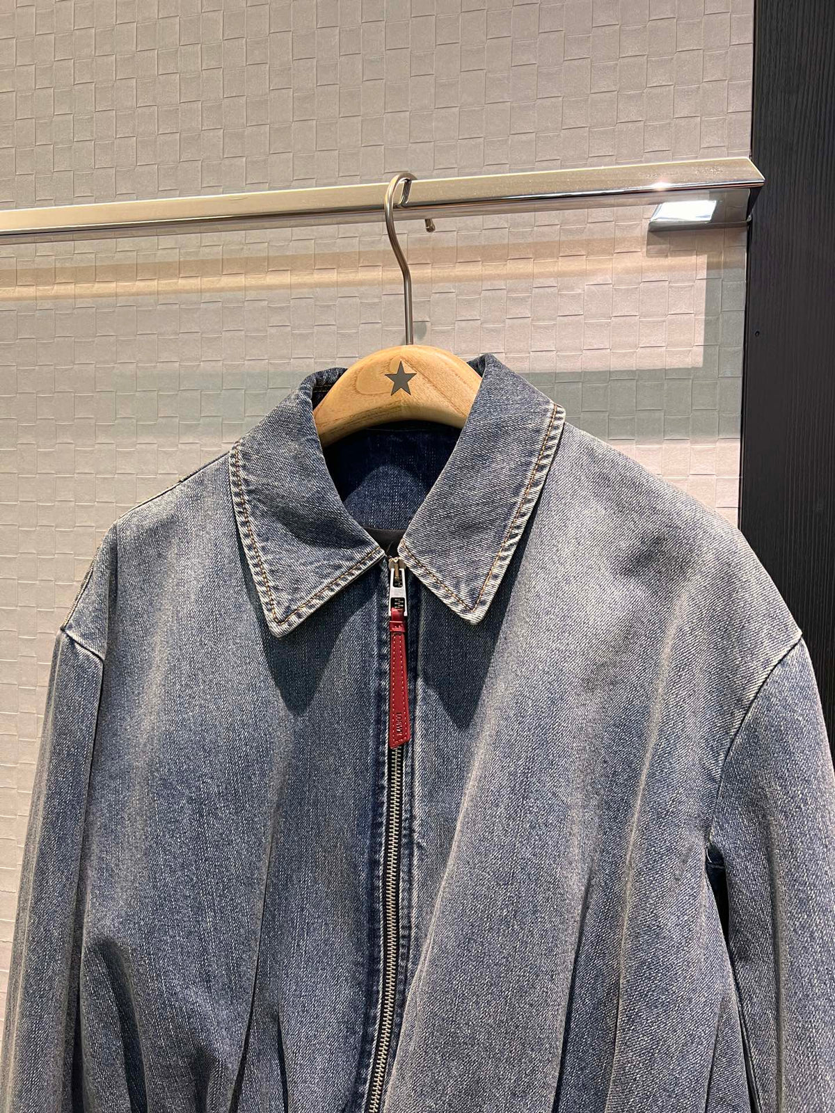 Loewe Draped Denim Jacket Blue Cotton