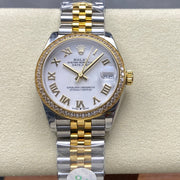 Datejust 31mm Yellow Gold Steel Diamond Bezel White Dial