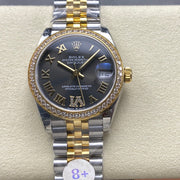 Datejust 31mm Yellow Gold Steel Diamond Bezel Dark Grey Dial