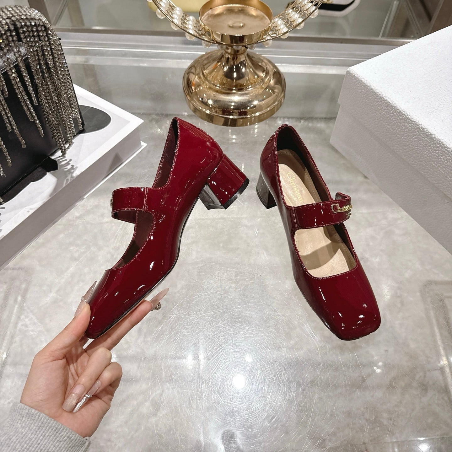 CD 26 Lolita High Heels 40 Dark Red Patent Leather 592208