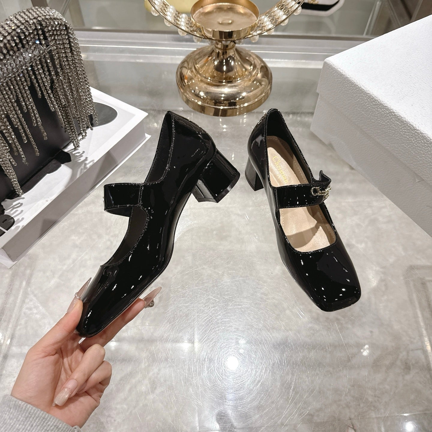 CD 26 Lolita High Heels 40 Black Patent Leather 592210