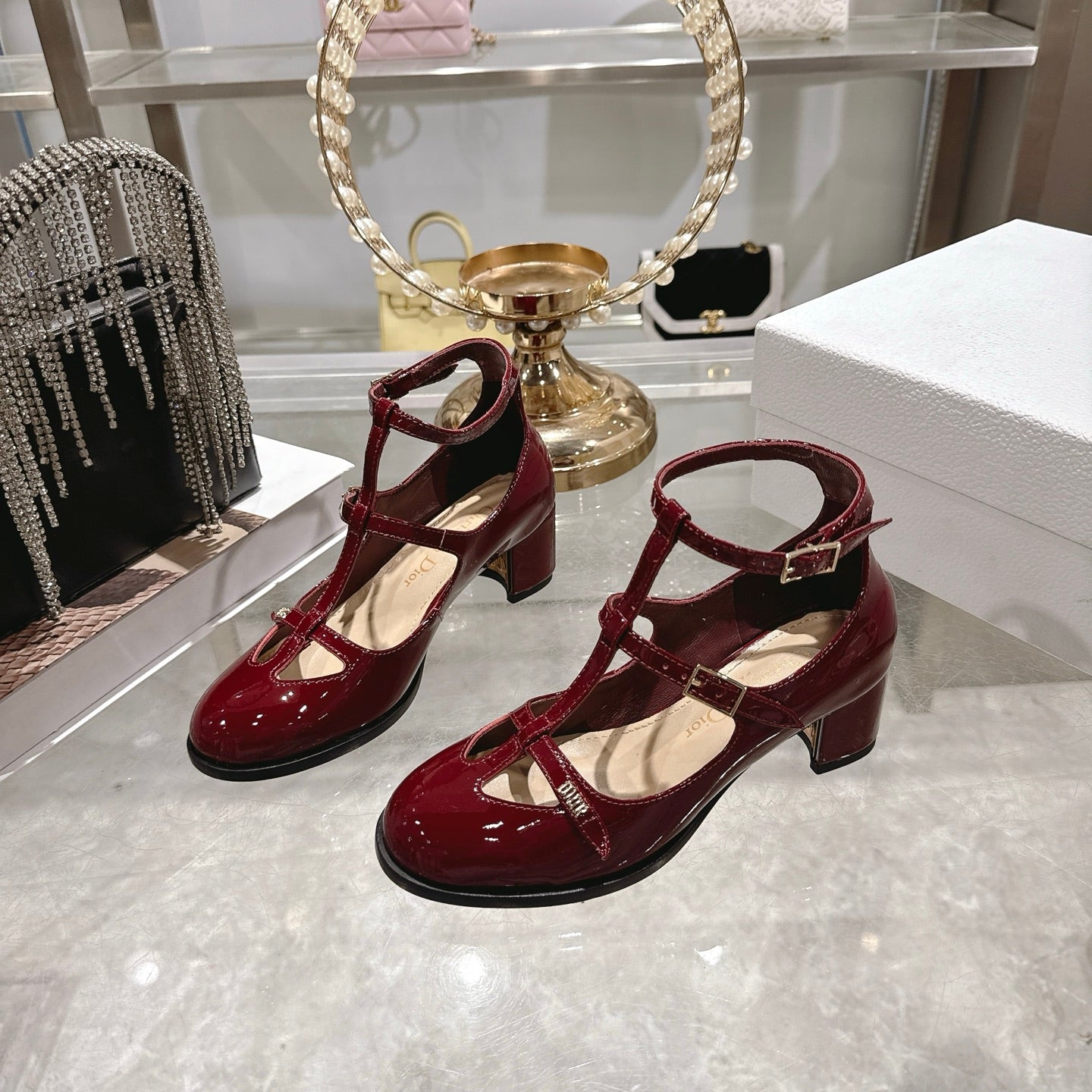 CD 26 Heel Mary Jane 40 Dark Red Patent Leather 592223