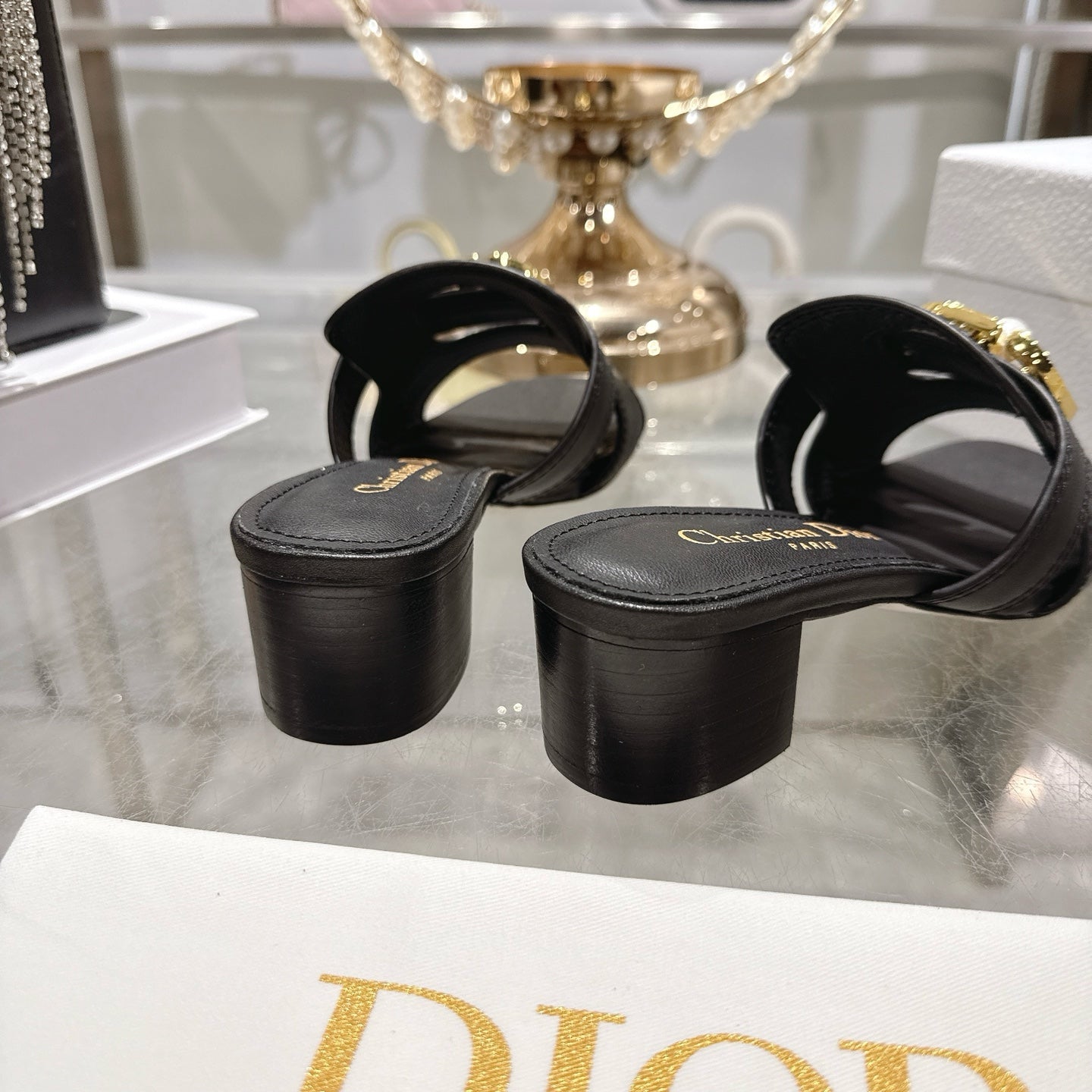 CD 26 Chunky Heel Sandals 35mm  Black Leather 592266