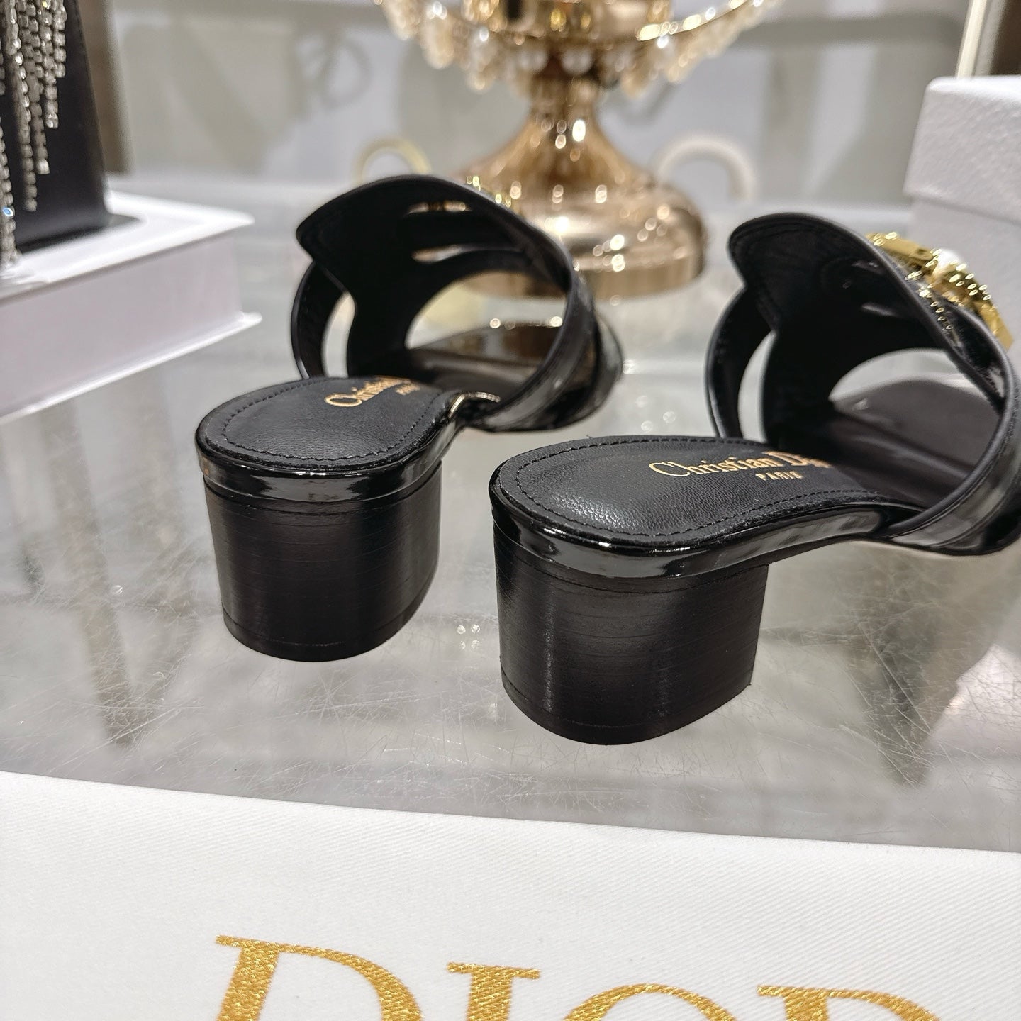 CD 26 Chunky Heel Sandals 35mm Black Patent Leather 592270