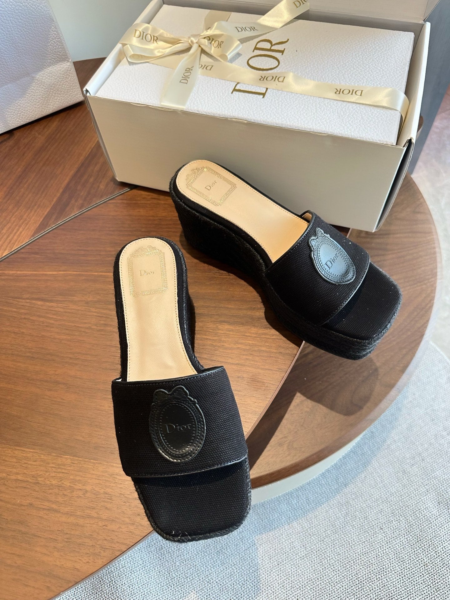 Dior 2026 Medaillon Wedge Slide 95mm Denim 976902