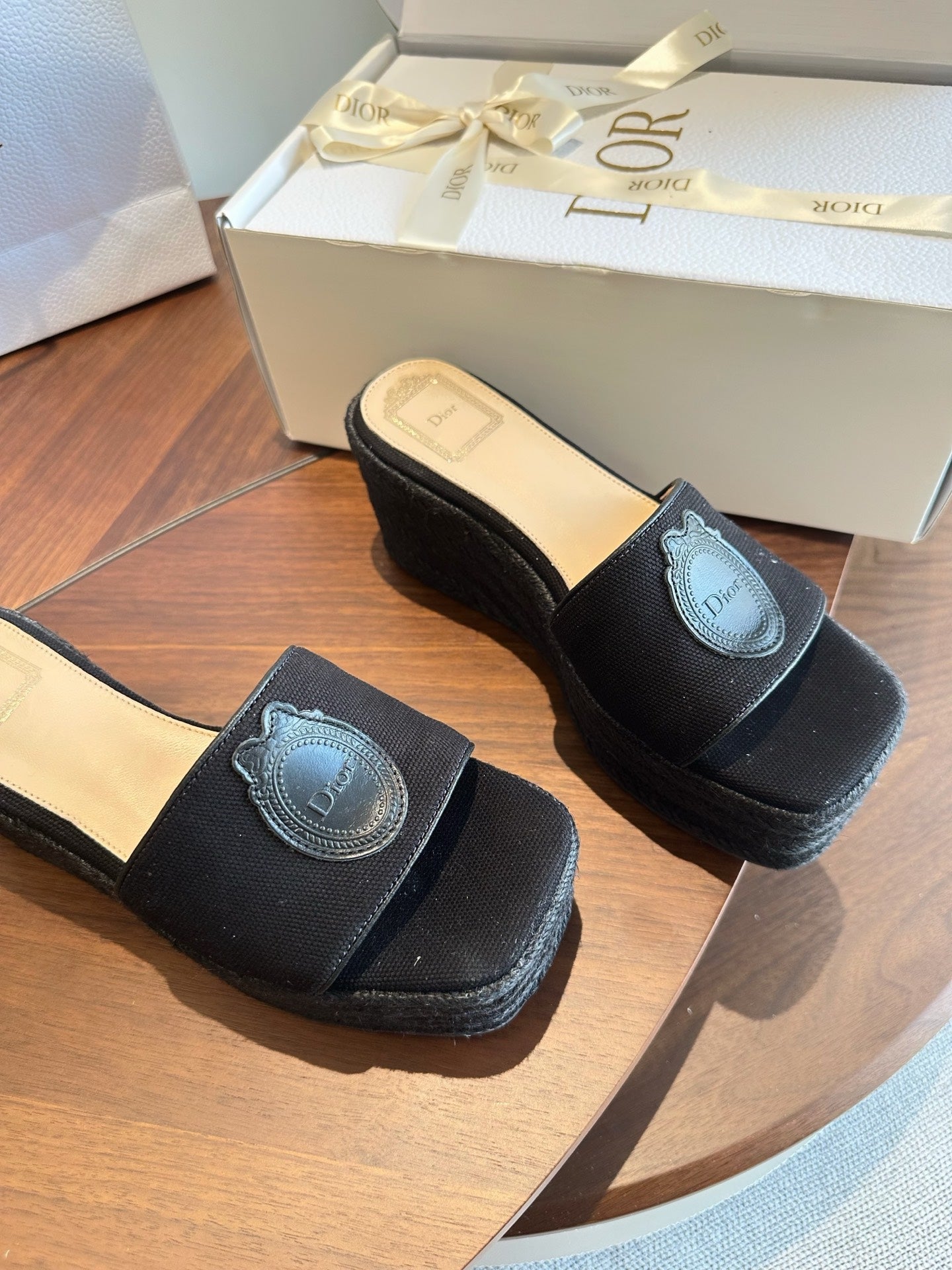 Dior 2026 Medaillon Wedge Slide 95mm Denim 976902