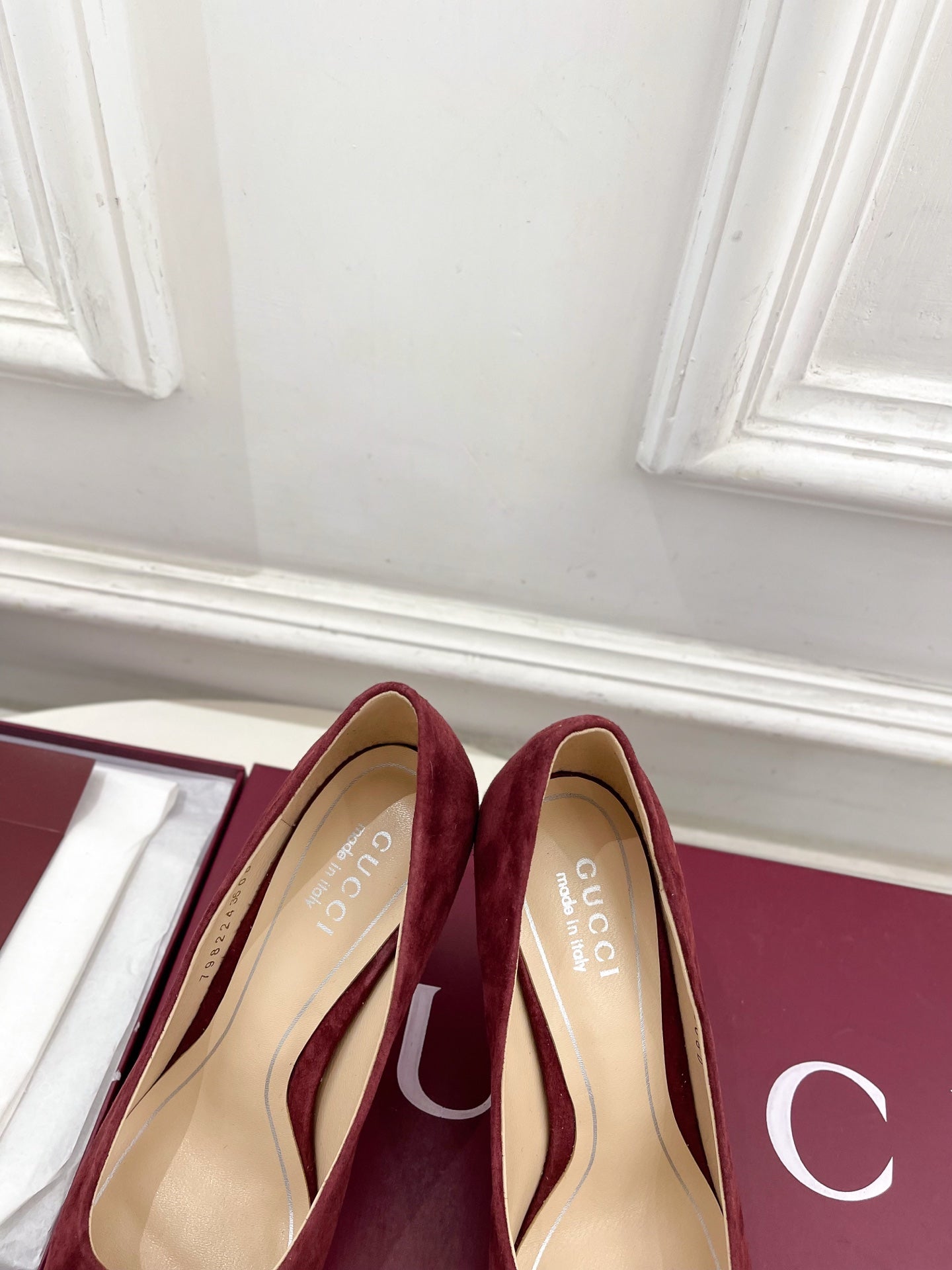 GG 26 High-Heeled 85 Pumps Burgundy Suede 587075