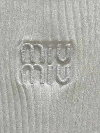 Miu Miu 2025 Round Neck Sleeveless Vest White Viscose