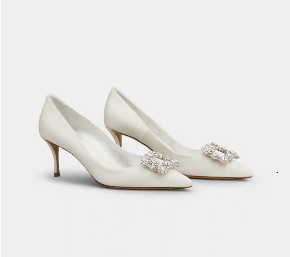 Roger Vivier Efflorescence Pumps 65mm White Silk Blend Satin
