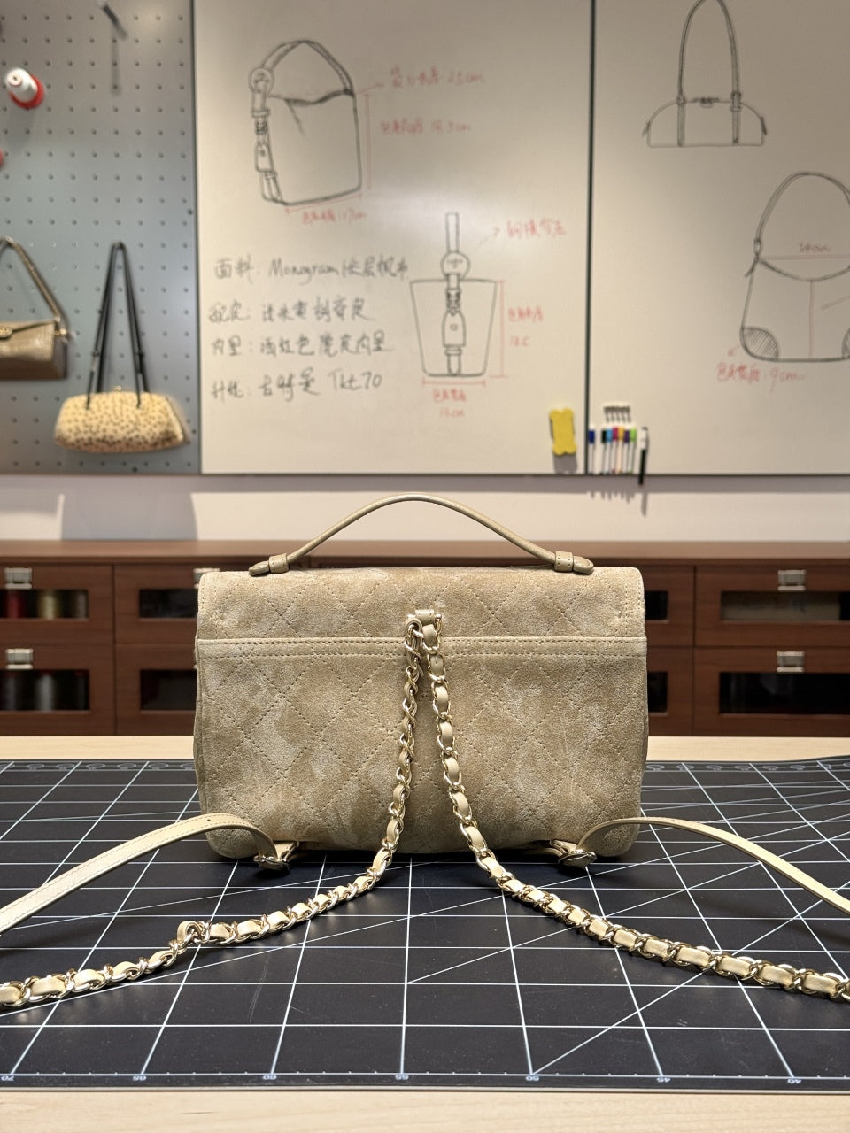 Chanel 2026 Quilted Backpack 26cm Beige Suede