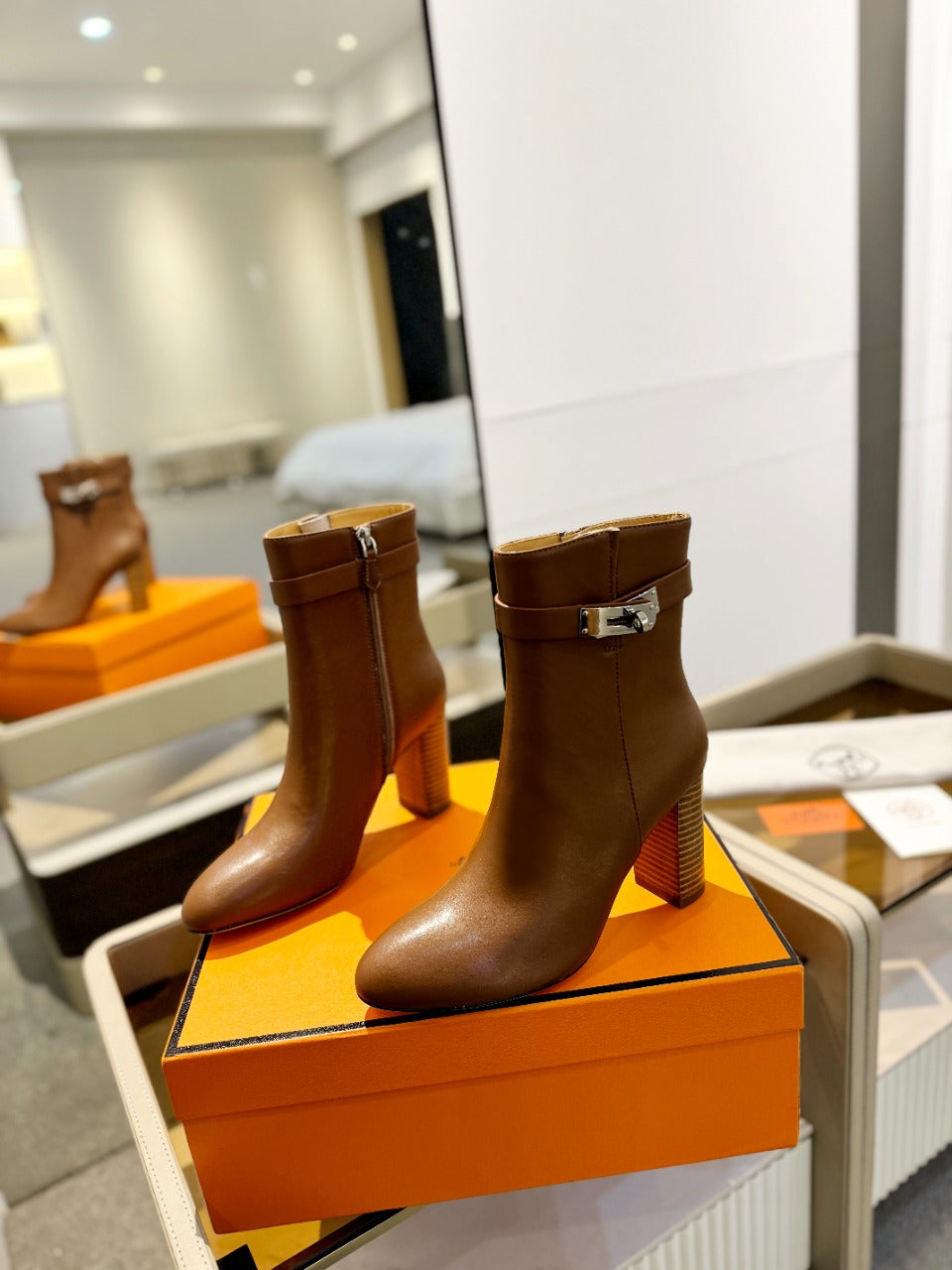 HM Saint Germain Ankle Boot 85mm Brown Cowhide 961645