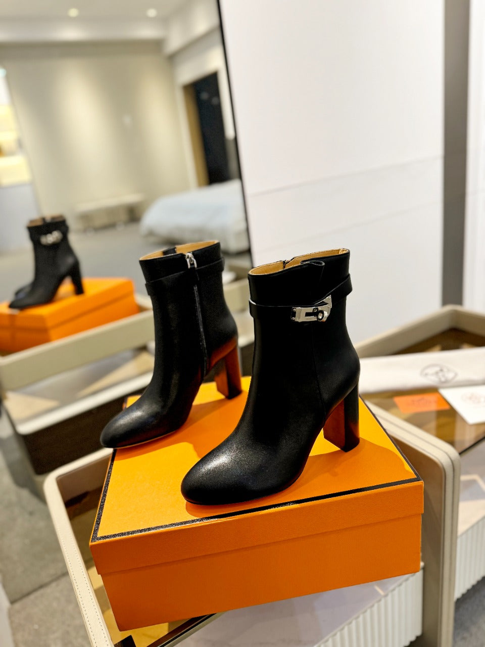 HM Saint Germain Ankle Boot 85mm Black Cowhide  961647