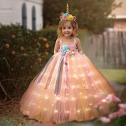 Unicorn LED Light Up Princess Dress - Perfect for Parties, Halloween, Christmas