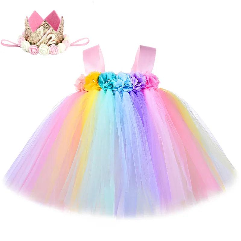 Pastel Rainbow Blossom Dress - My Fancy Dress Box